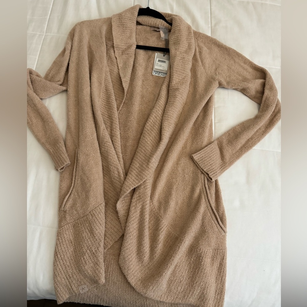 New with tags, barefoot dreams cardigan, tan color